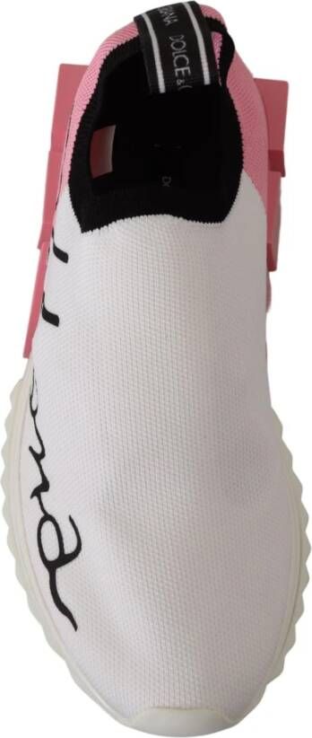Dolce & Gabbana Elegante Sorrento Slip-On Sneakers Wit Roze Multicolor Dames