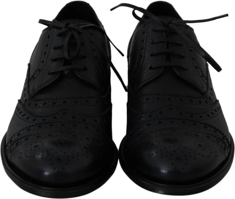 Dolce & Gabbana Elegante Wingtip Derby Schoenen in Donkerblauw Blue Heren