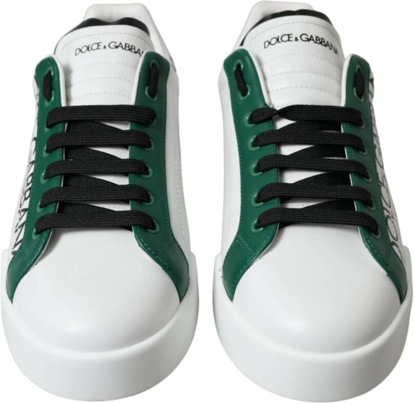 Dolce & Gabbana Elegante Witte Kroon Leren Sneakers White Heren
