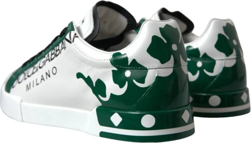 Dolce & Gabbana Elegante Witte Kroon Leren Sneakers White Heren