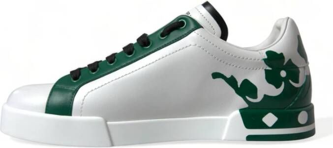 Dolce & Gabbana Elegante Witte Kroon Leren Sneakers White Heren