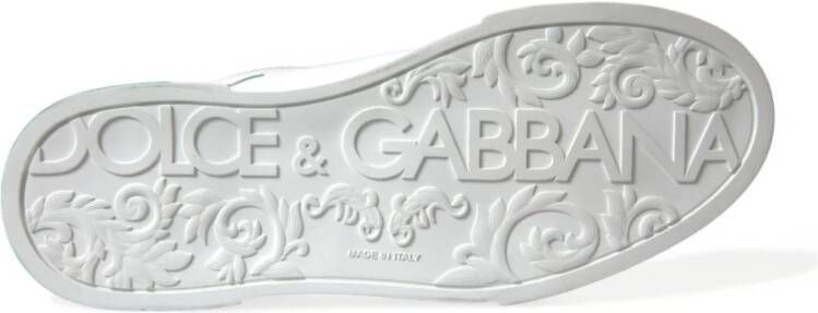 Dolce & Gabbana Elegante Witte Kroon Leren Sneakers White Heren