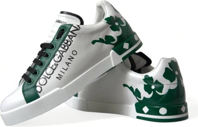Dolce & Gabbana Elegante Witte Kroon Leren Sneakers White Heren