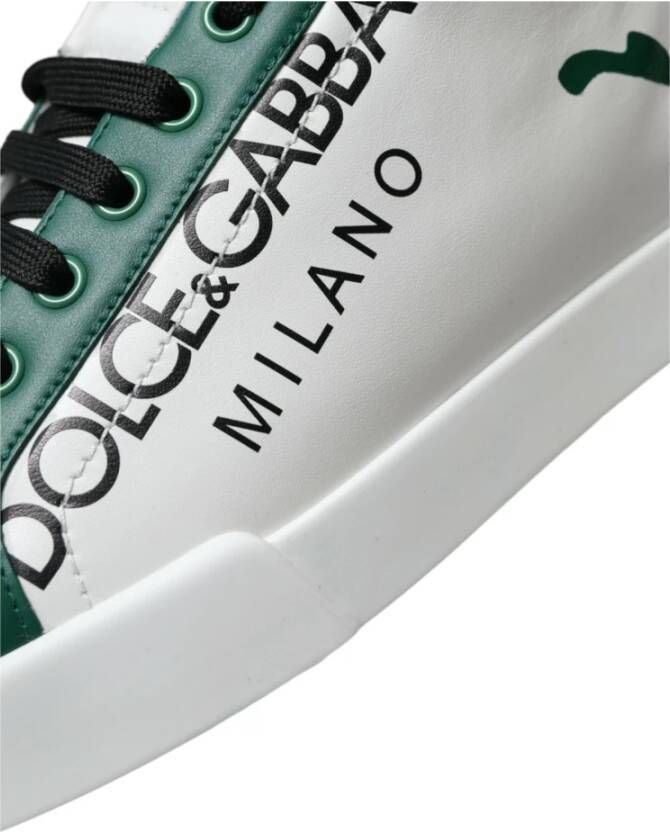 Dolce & Gabbana Elegante Witte Kroon Leren Sneakers White Heren