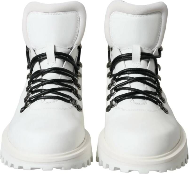 Dolce & Gabbana Elegante witte leren enkellaarzen White Heren