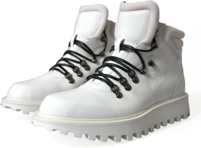 Dolce & Gabbana Elegante witte leren enkellaarzen White Heren