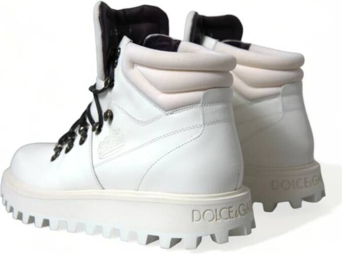 Dolce & Gabbana Elegante witte leren enkellaarzen White Heren