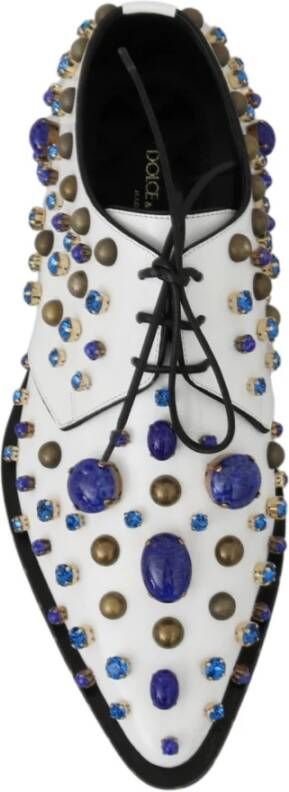 Dolce & Gabbana Elegante witte leren schoenen met kristallen Multicolor Dames