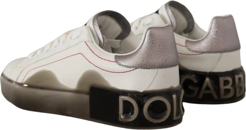 Dolce & Gabbana Elegante Witte Leren Sneakers Multicolor Dames