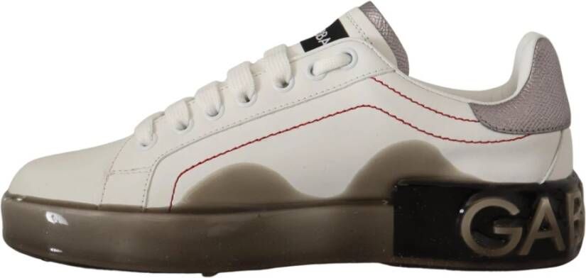 Dolce & Gabbana Elegante Witte Leren Sneakers Multicolor Dames