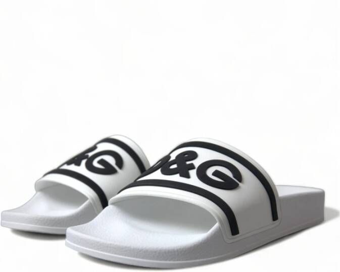 Dolce & Gabbana Elegante Witte Logo Slides White Heren