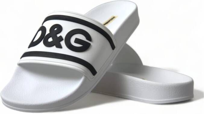 Dolce & Gabbana Elegante Witte Logo Slides White Heren