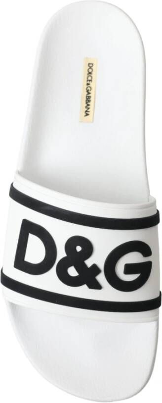 Dolce & Gabbana Elegante Witte Logo Slides White Heren