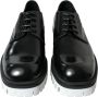 Dolce & Gabbana Elegante Zwart en Wit Leren Derby Schoenen Black Heren - Thumbnail 8