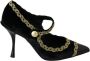 Dolce & Gabbana Elegante Zwarte Fluwelen Gouden Geborduurde Pumps Black Dames - Thumbnail 2