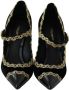 Dolce & Gabbana Elegante Zwarte Fluwelen Gouden Geborduurde Pumps Black Dames - Thumbnail 5