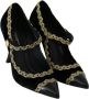 Dolce & Gabbana Elegante Zwarte Fluwelen Gouden Geborduurde Pumps Black Dames - Thumbnail 6
