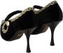 Dolce & Gabbana Elegante Zwarte Fluwelen Gouden Geborduurde Pumps Black Dames - Thumbnail 7