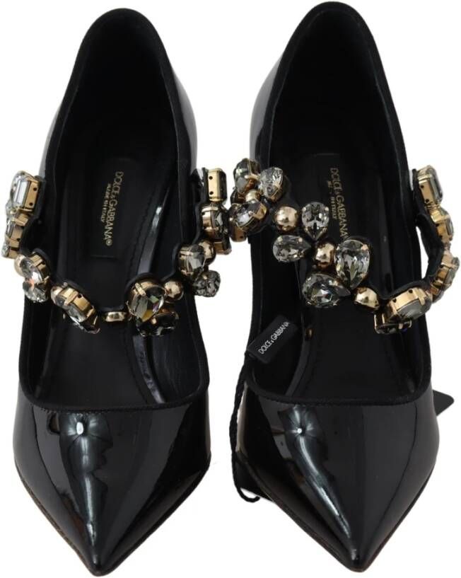 Dolce & Gabbana Elegante Zwarte Kristal Pumps Black Dames