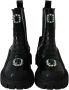 Dolce & Gabbana Elegante Zwarte Leren Gevechtslaarzen met Kristaldetail Black Dames - Thumbnail 6