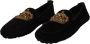 Dolce & Gabbana Elegante Zwarte Leren Loafer Slides met Gouden Borduursel Black Heren - Thumbnail 3