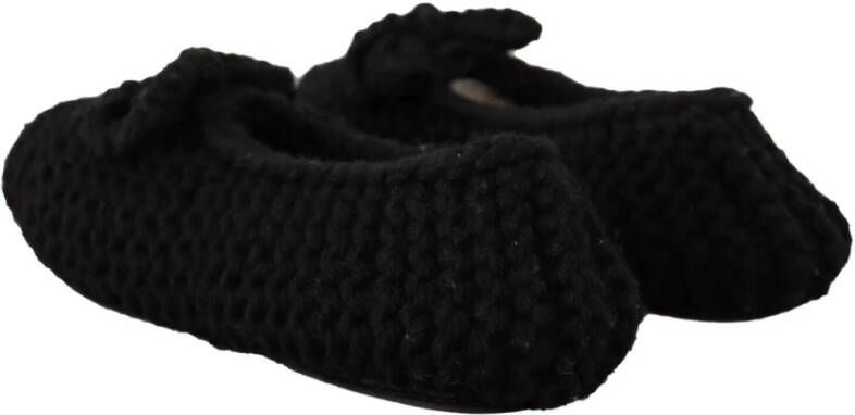 Dolce & Gabbana Elegante Zwarte Wol Ballet Flats Black Dames