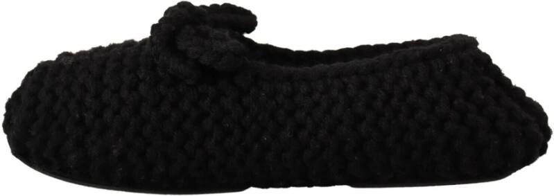 Dolce & Gabbana Elegante Zwarte Wol Ballet Flats Black Dames