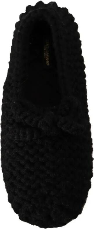 Dolce & Gabbana Elegante Zwarte Wol Ballet Flats Black Dames