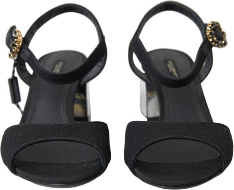 Dolce & Gabbana Enkelband sandalen met kristallen Black Dames