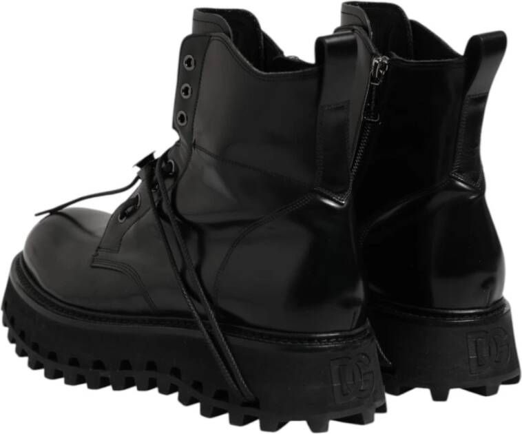 Dolce & Gabbana Enkellaarzen met logo en vetersluiting