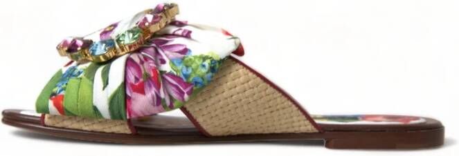 Dolce & Gabbana Exclusieve Bloemenprint Platte Sandalen Multicolor Dames