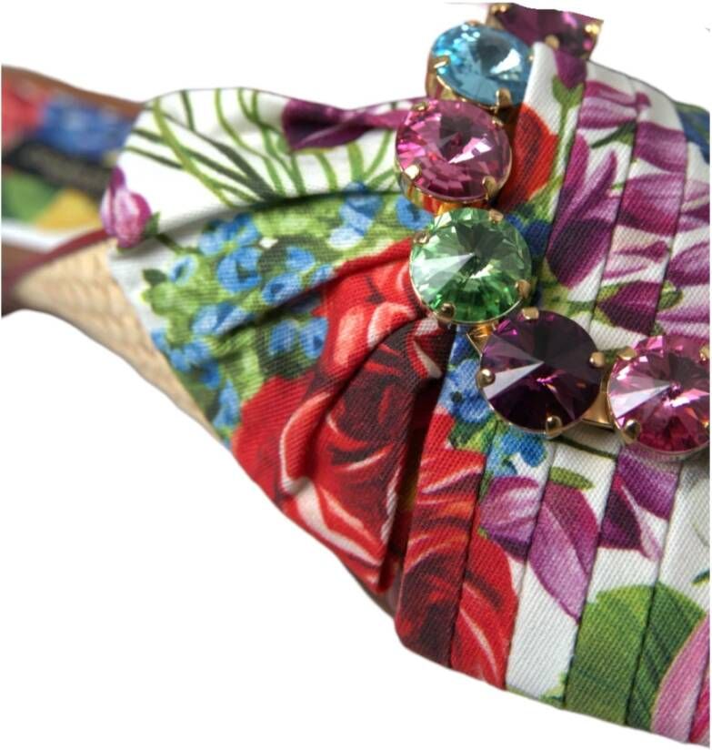 Dolce & Gabbana Exclusieve Bloemenprint Platte Sandalen Multicolor Dames