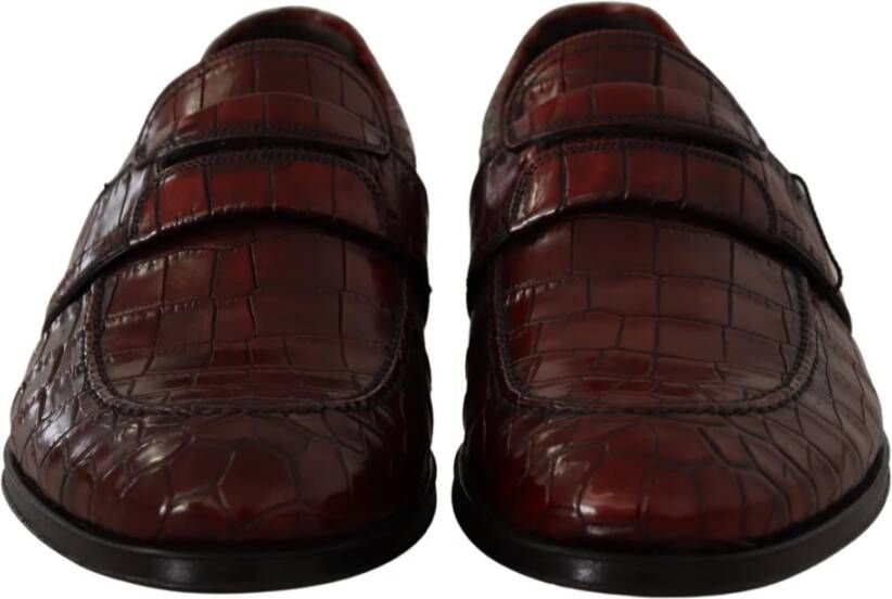 Dolce & Gabbana Exotische Croc Leren Bordeaux Loafers Brown Heren
