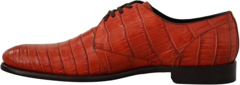 Dolce & Gabbana Exotische Croc Leren Veterschoenen Brown Heren