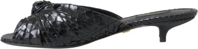 Dolce & Gabbana Exotische Leren Hakken Sandalen met Dierenprint Black Dames
