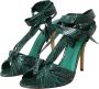 Dolce & Gabbana Python Strappy Sandals Heels Groen Beige Green Dames - Thumbnail 9