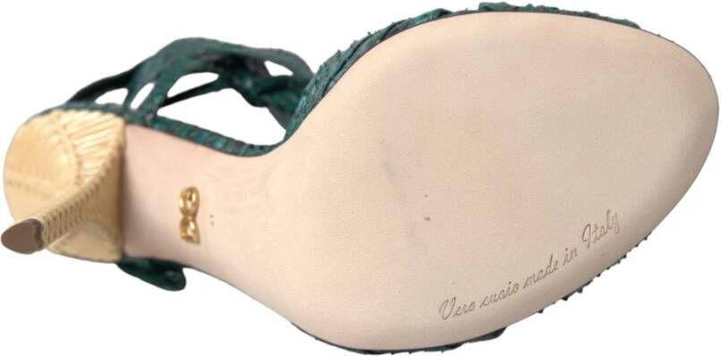Dolce & Gabbana Exotische Leren Hoge Hak Sandalen Green Dames
