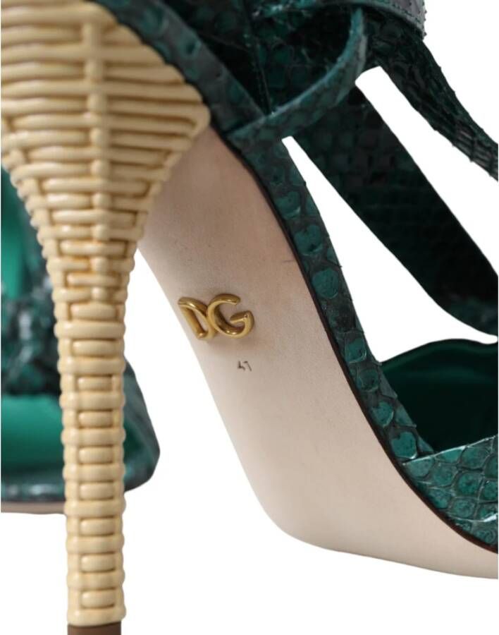 Dolce & Gabbana Exotische Leren Hoge Hak Sandalen Green Dames