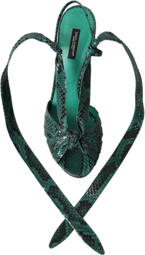 Dolce & Gabbana Exotische Leren Hoge Hak Sandalen Green Dames