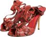Dolce & Gabbana Exotische Koraal Leren Hoge Hak Sandalen Red Dames - Thumbnail 11