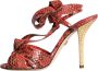 Dolce & Gabbana Exotische Koraal Leren Hoge Hak Sandalen Red Dames - Thumbnail 12
