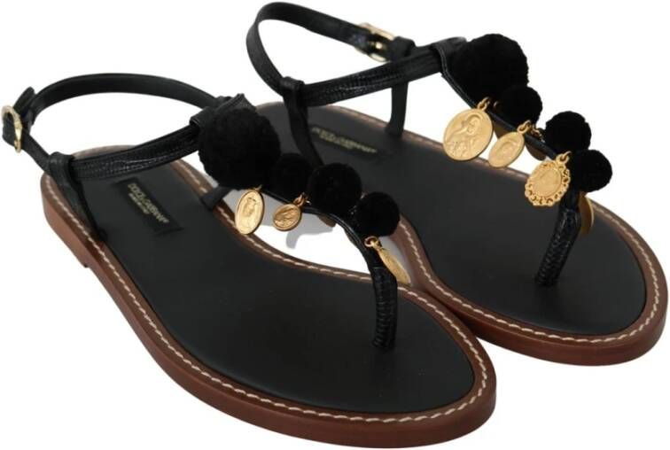 Dolce & Gabbana Flat Sandals Black Dames