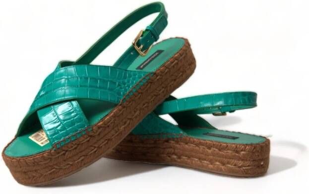 Dolce & Gabbana Flat Sandals Green Dames