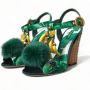 Dolce & Gabbana Groene Bananenblad T-Strap Sandalen Green Dames - Thumbnail 3