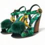 Dolce & Gabbana Groene Bananenblad T-Strap Sandalen Green Dames - Thumbnail 4