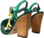 Dolce & Gabbana Groene Bananenblad T-Strap Sandalen Green Dames - Thumbnail 4