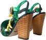 Dolce & Gabbana Groene Bananenblad T-Strap Sandalen Green Dames - Thumbnail 5