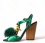 Dolce & Gabbana Groene Bananenblad T-Strap Sandalen Green Dames - Thumbnail 6
