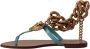 Dolce & Gabbana Blauwe Leren Devotion Platte Sandalen Blue Dames - Thumbnail 8