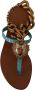 Dolce & Gabbana Blauwe Leren Devotion Platte Sandalen Blue Dames - Thumbnail 9
